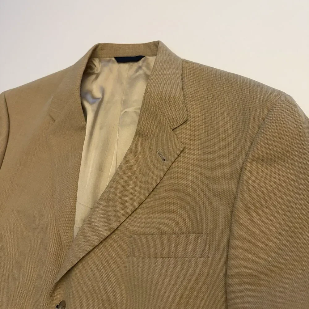 Vintage Burberry London Mens 50S Tan Wool Sport Coat Blazer USA Made